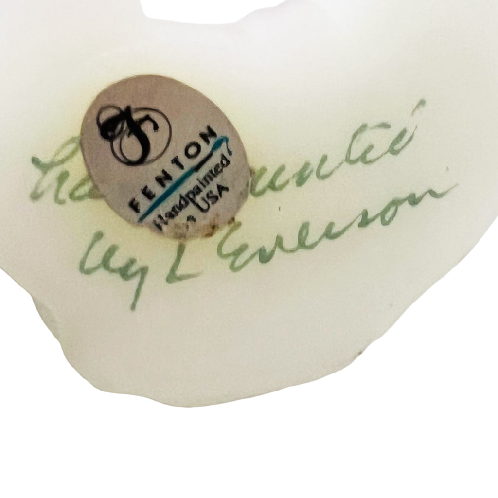 Vintage Fenton Rose Garden Cat Hand Painted Signed Figurine