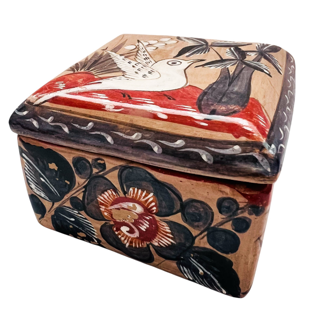 Vintate Talavera Tonala Art Pottery Hand Painted Mexico Box