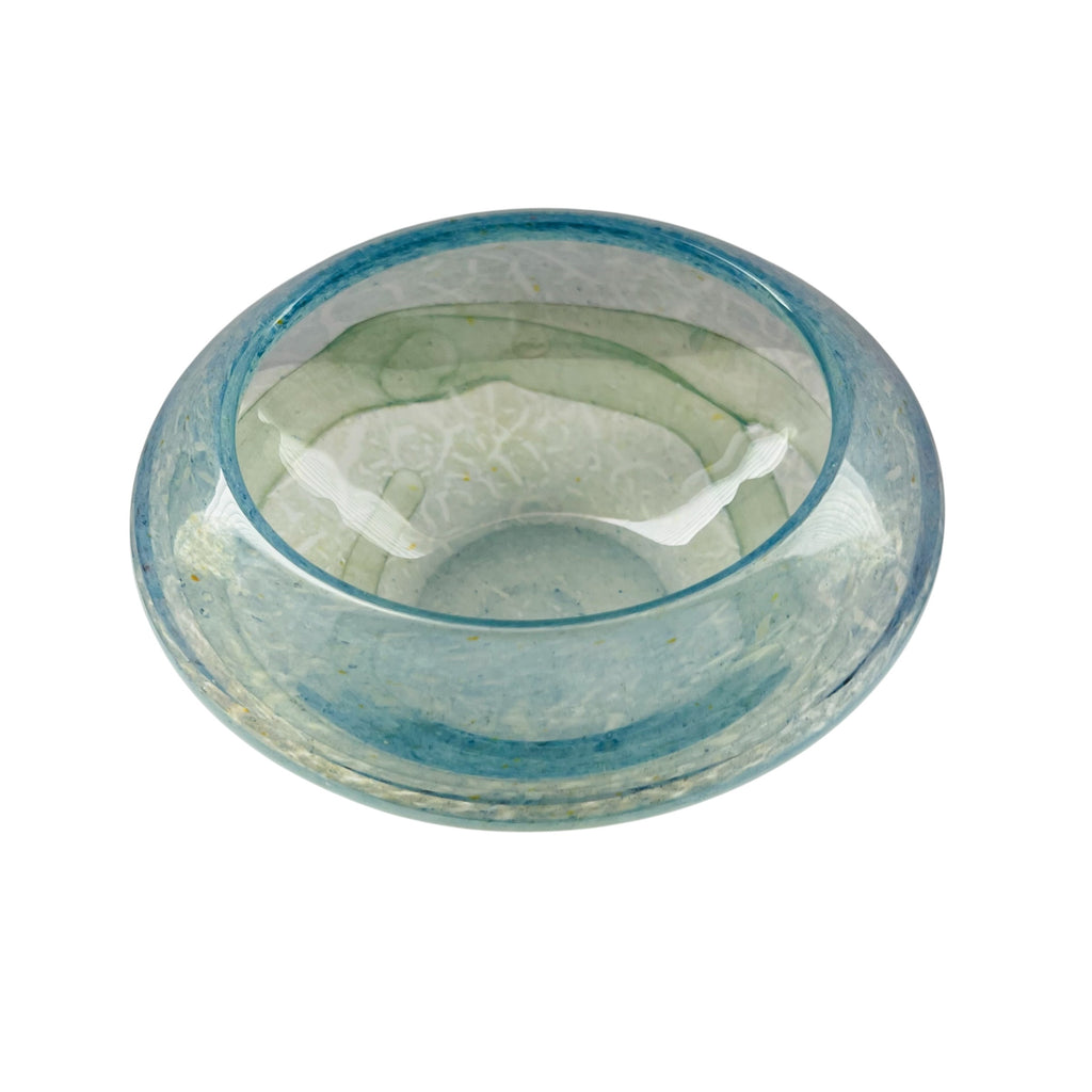 Art Glass Cased Blue Green Decorative Bowl