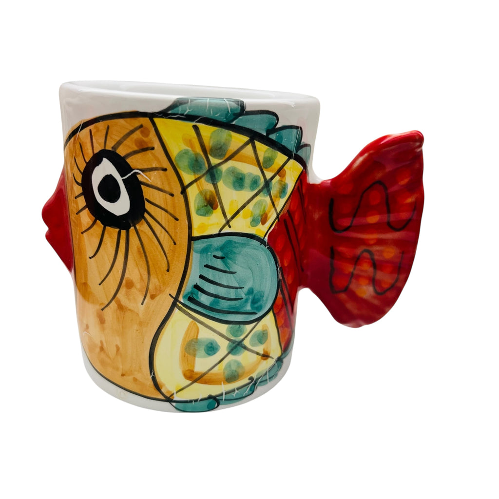Vietri Italy Kissing Fish Tail Handle Mugs -Set of 2