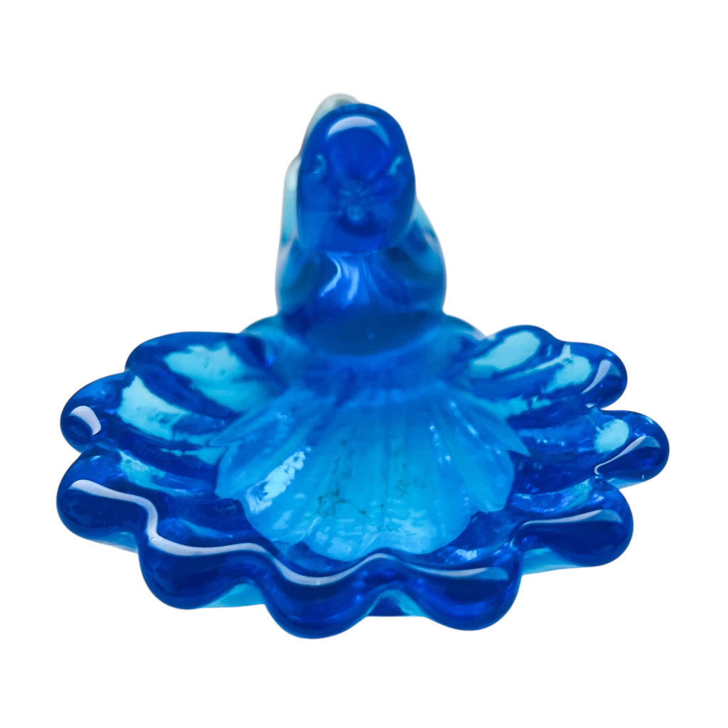 Vintage Bluebird Trinket Dish Art Glass Signed by Artist Leo Ward
