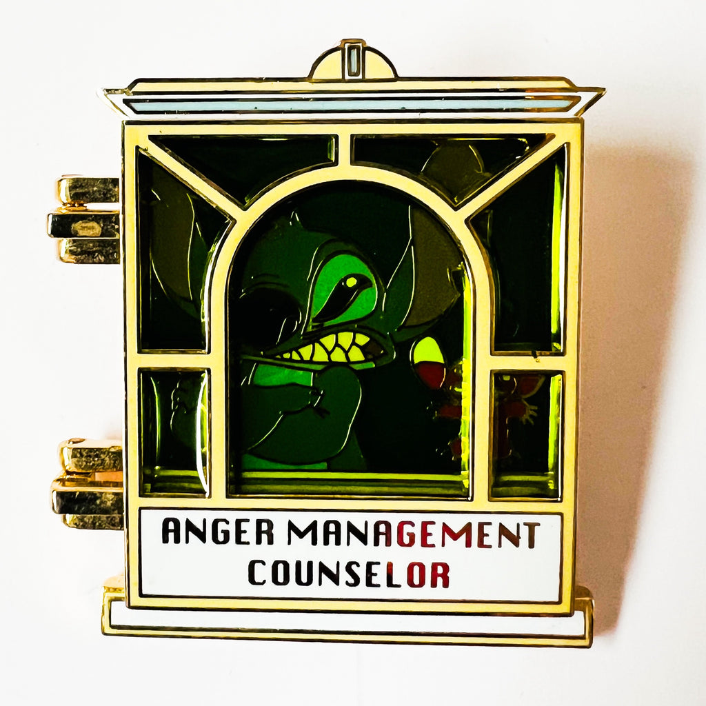 Disney Stitch Anger Management Counselor Funny Business Hinged Window LE 1000 Pin