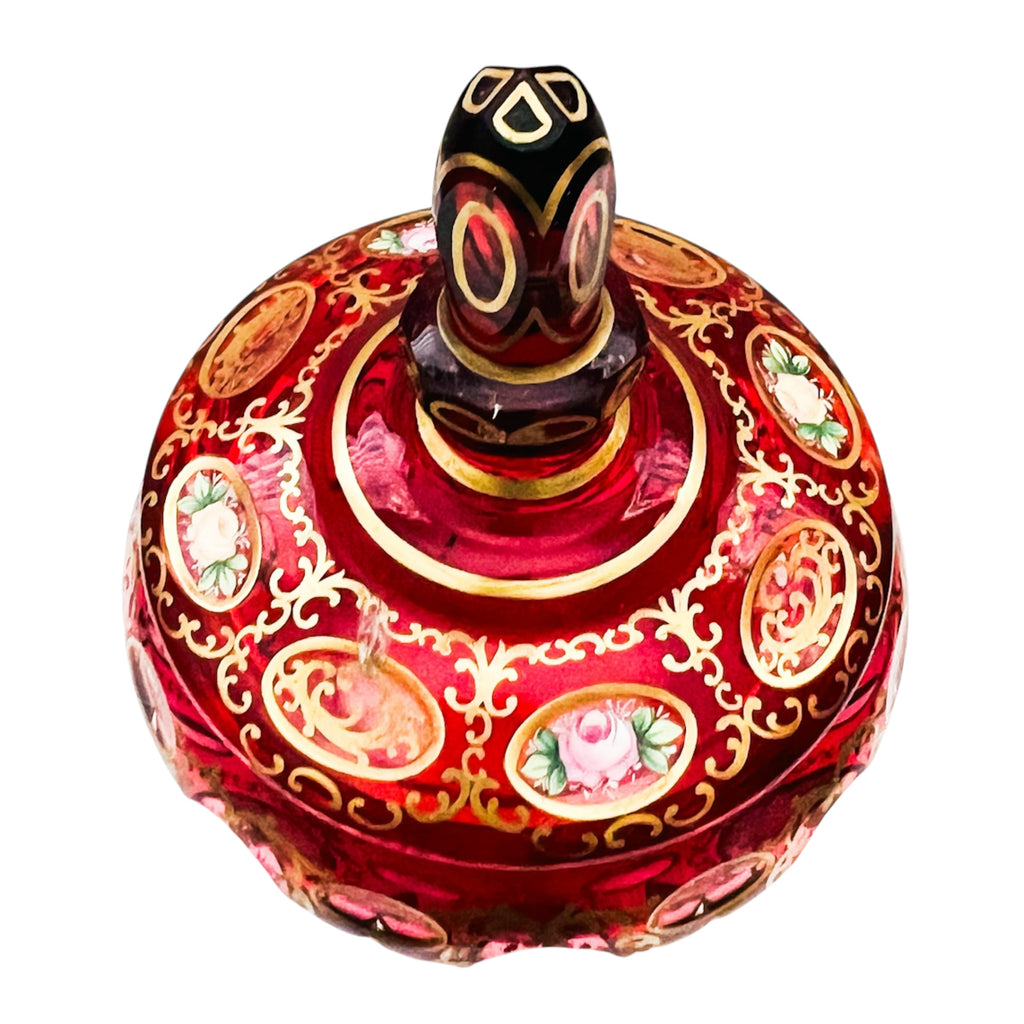 Antique Bohemian Czech Cranberry Glass Candy Dish