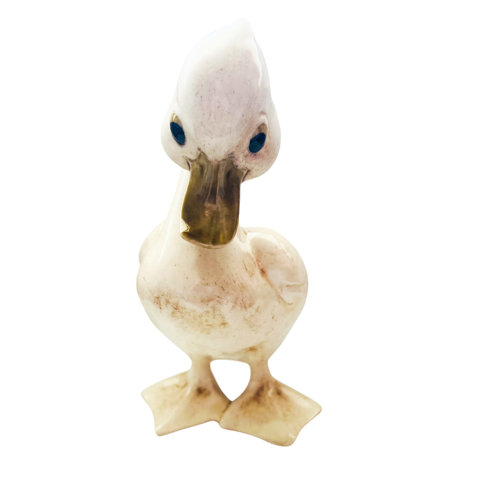 Vintage 1970’s Off White Glazed Standing Duck Figurine