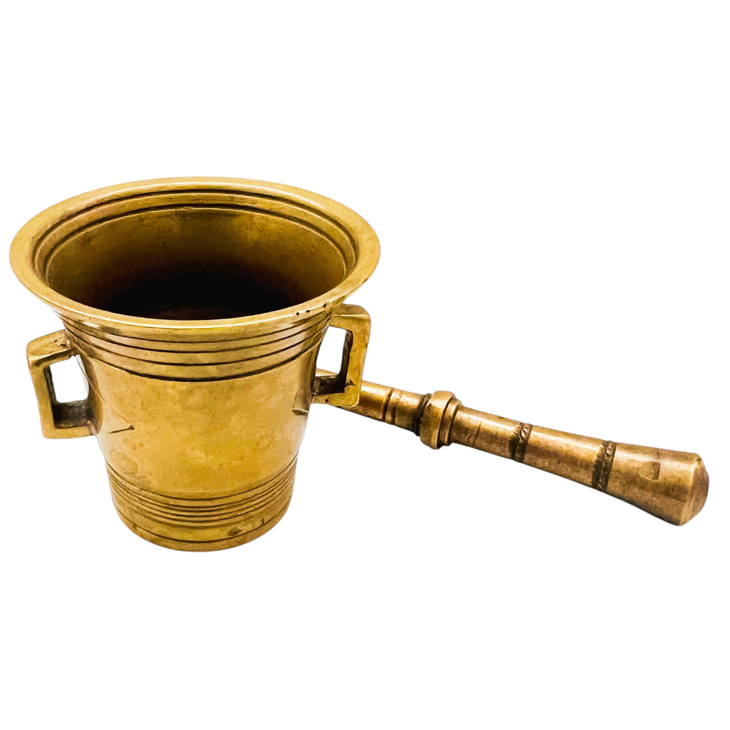 Vintage Brass Mortar and Pestle Double Handles Bowl Set