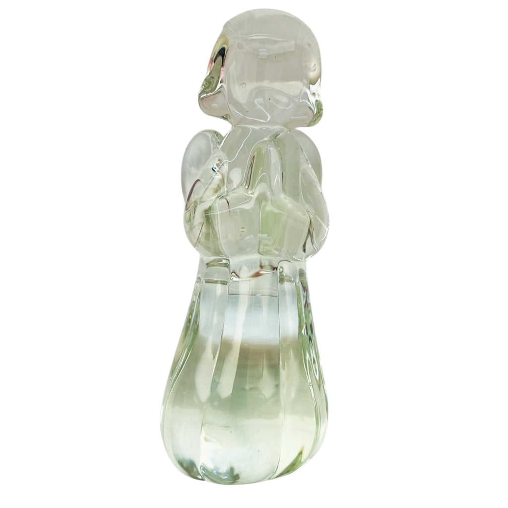 Vintage Praying Girl Angel Clear Glass Crystal Figurine