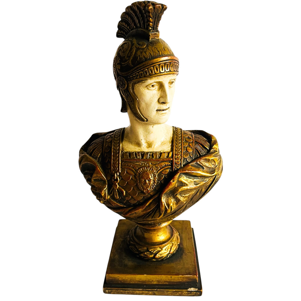 Vintage Roman Centurion Statue Bust Sculpture