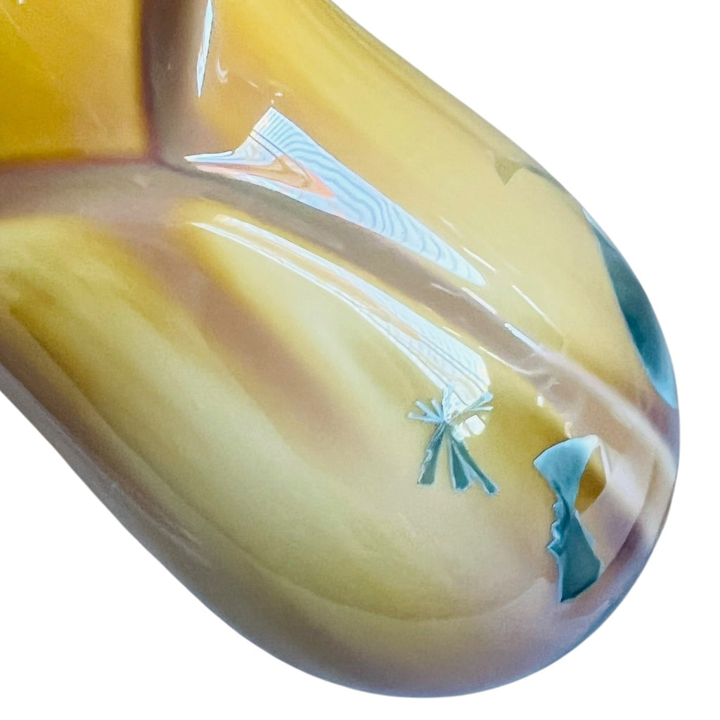Studio Art Gloss Yellow Blue Tulip Design Vase