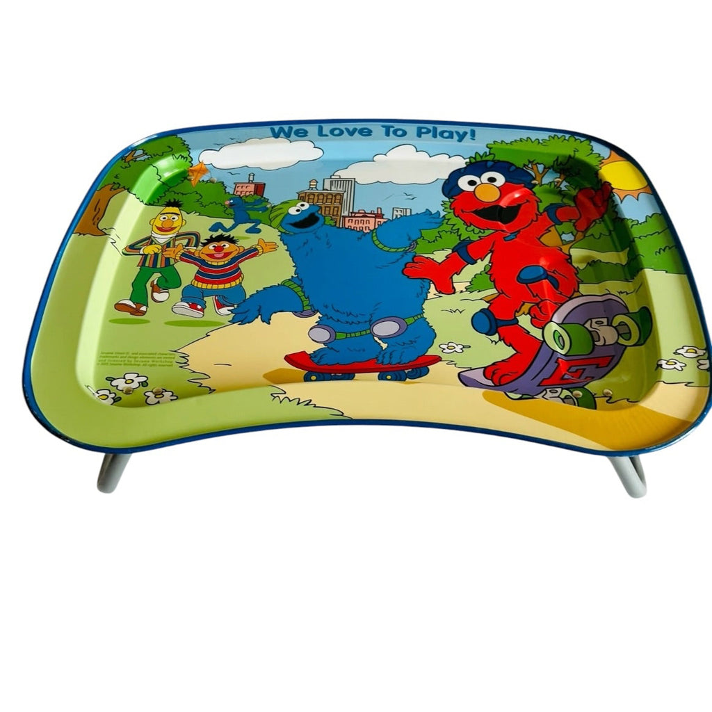 Vintage Kidz Trays Sesame Street Folding Metal Tray Elmo Cookie Monster Big Bird