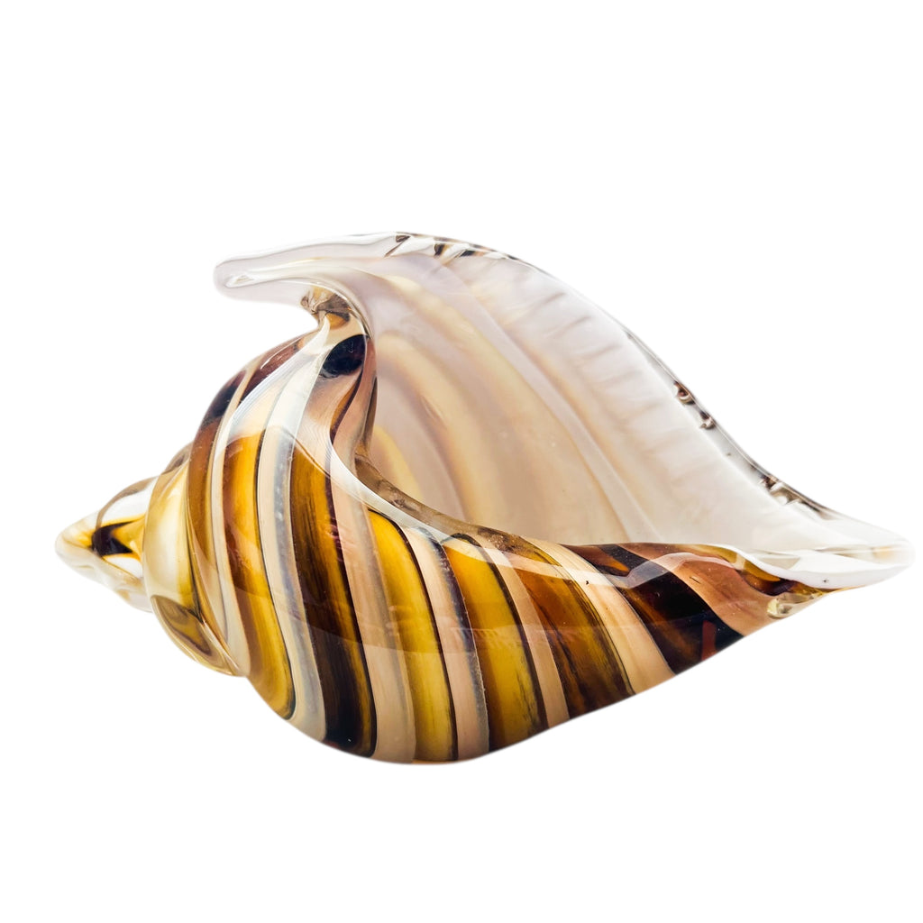 Art Glass Conch Shell Sculpture Paperweight
