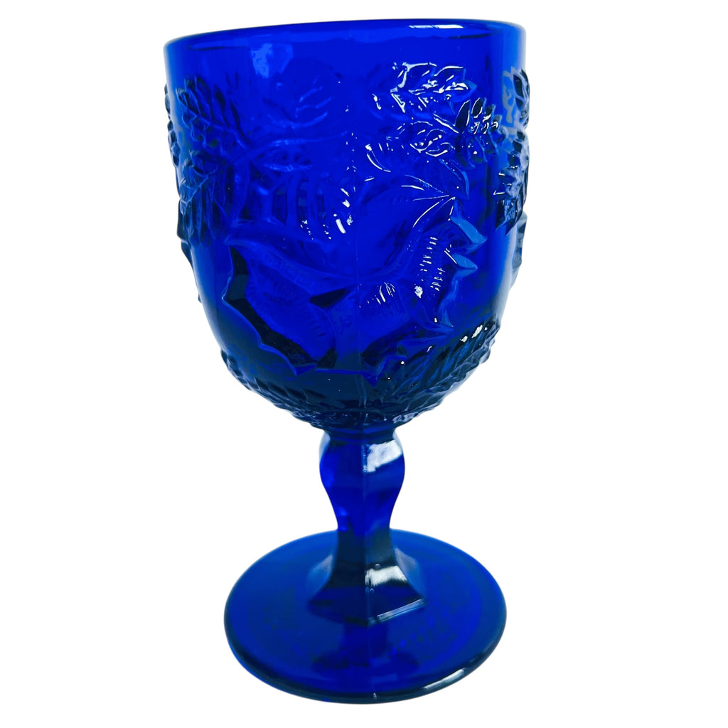 Madonna Inn Wild Rose Cobalt Blue Goblet Drinking Glass