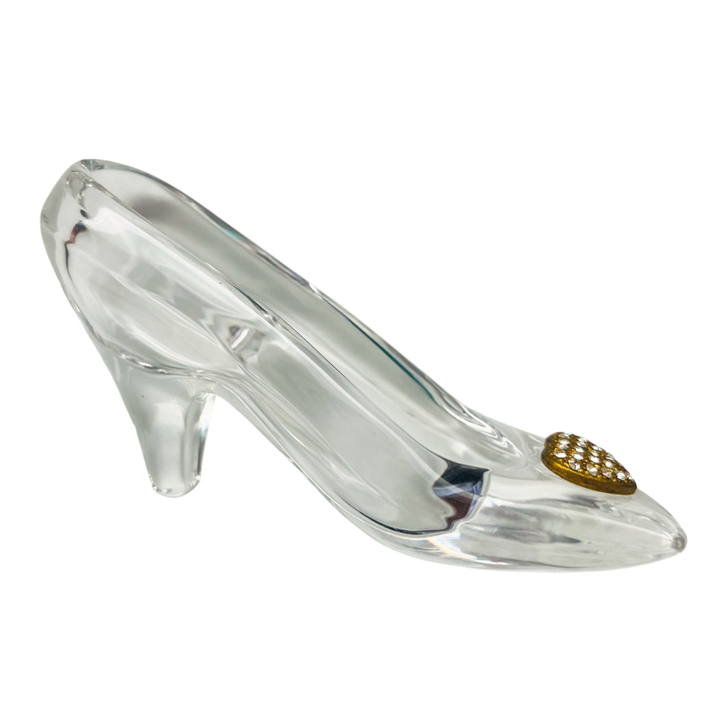 Cinderella Clear Glass Rhinestone Gold Heart Fairy Tale Princess Slipper