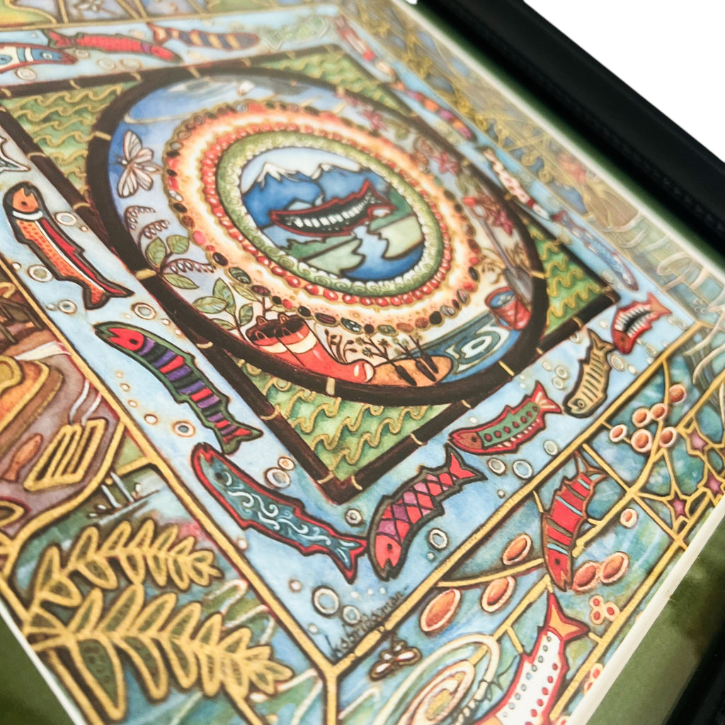 Artist Signed Kristi Bridgeman Dream Fish Mandala Framed Art