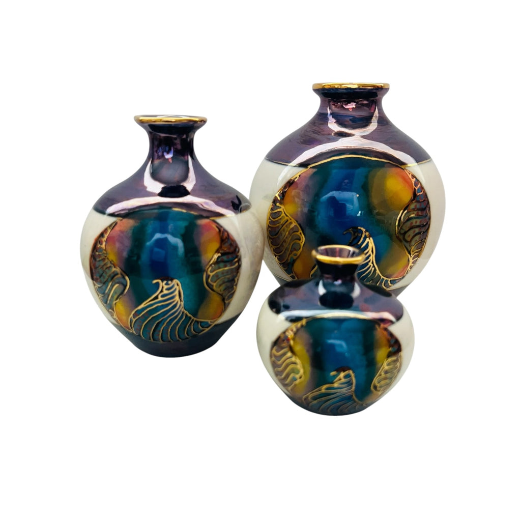 Cogswell New Zealand Signed Ceramic Trio Vases