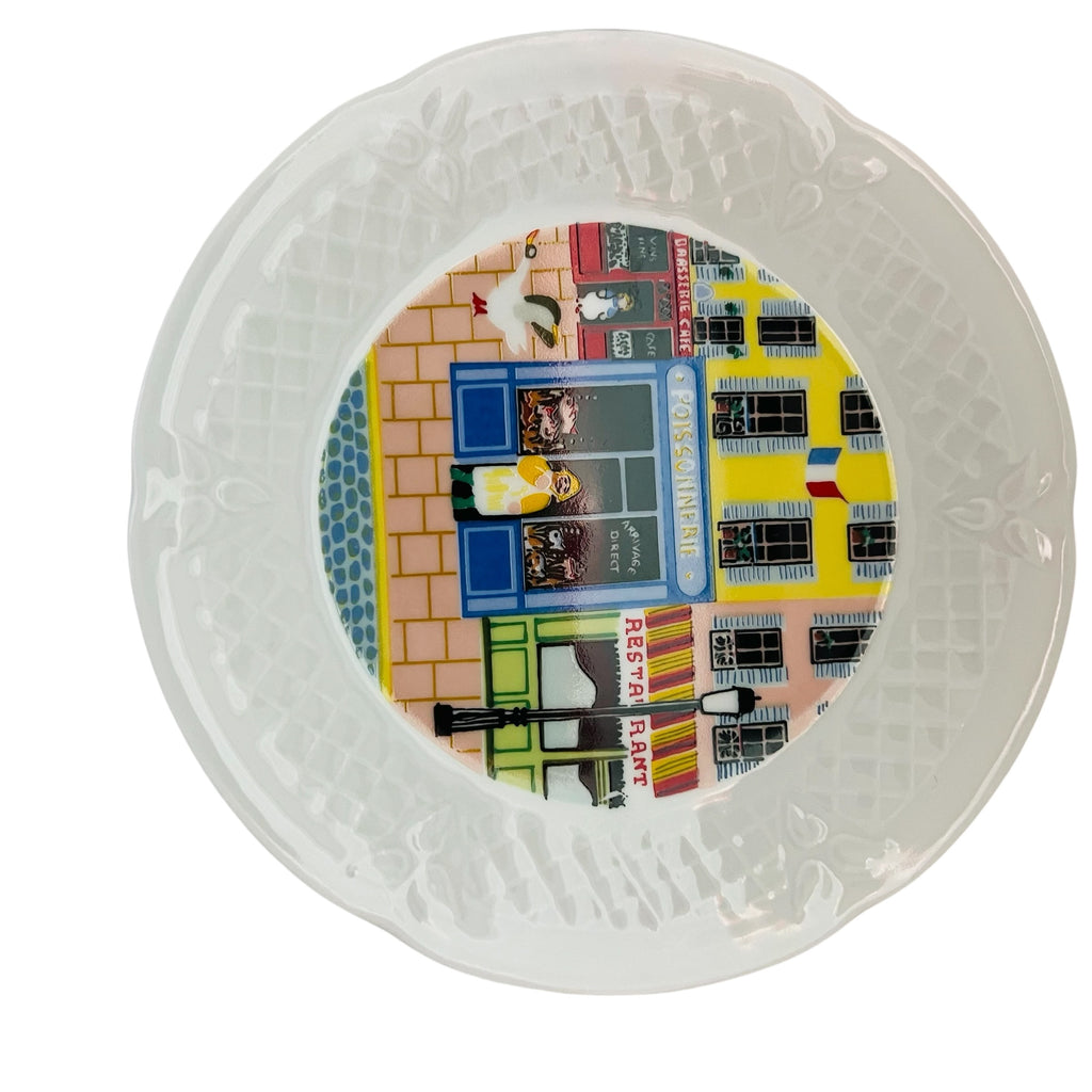 Philippe Deshoulieres Limoges Porcelain FRANCE De Limoges French Shop Scenes Plates