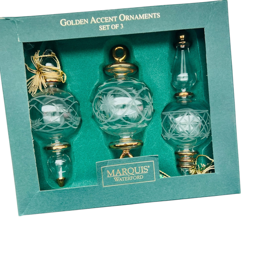 Waterford Crystal Golden Accent Ornaments SET OF 3
