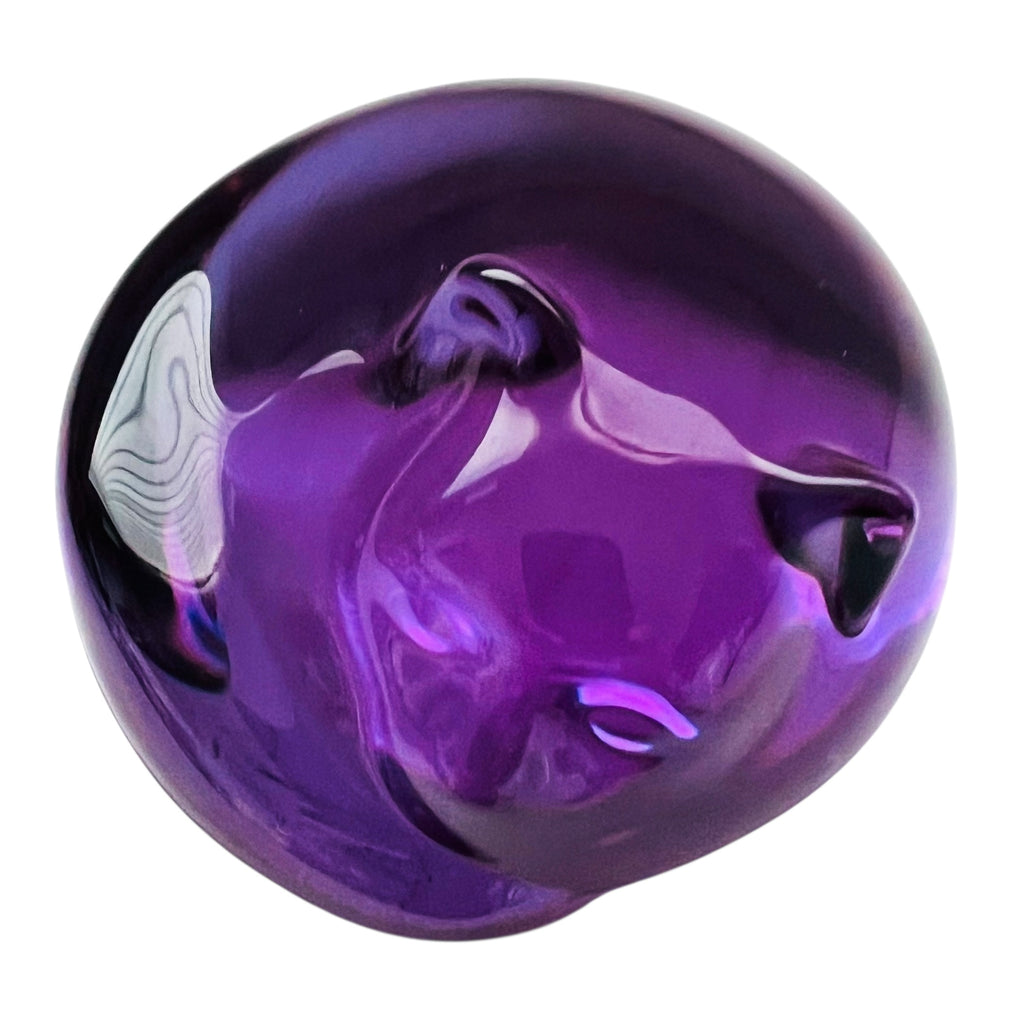 Vintage Purple Art Glass Sleeping Cat Figurine Paperweight
