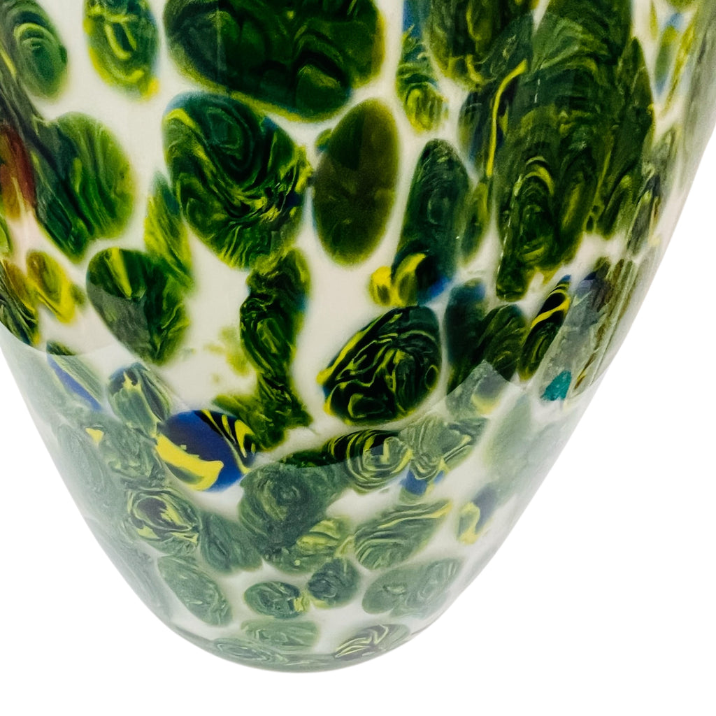 Vintage Murano Art Glass Green Blue and White Vase
