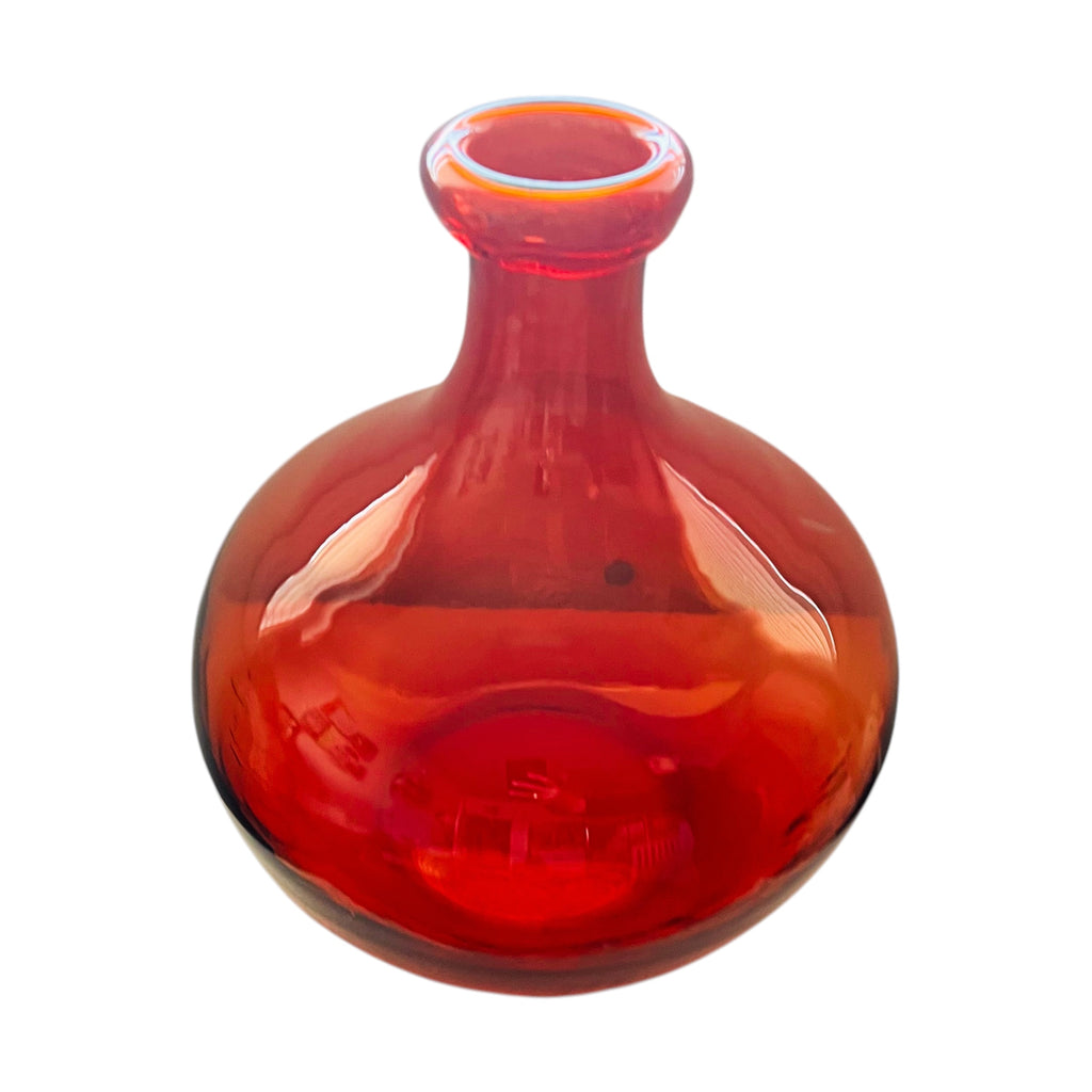 Vintage Art Glass Tangerine Ted Vibrant Red Glass Vase