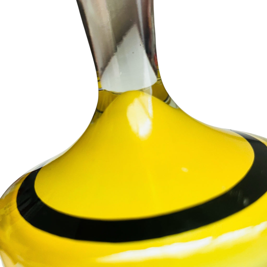 Vintage MCM Black Yellow and Clear Glass Candle Holders