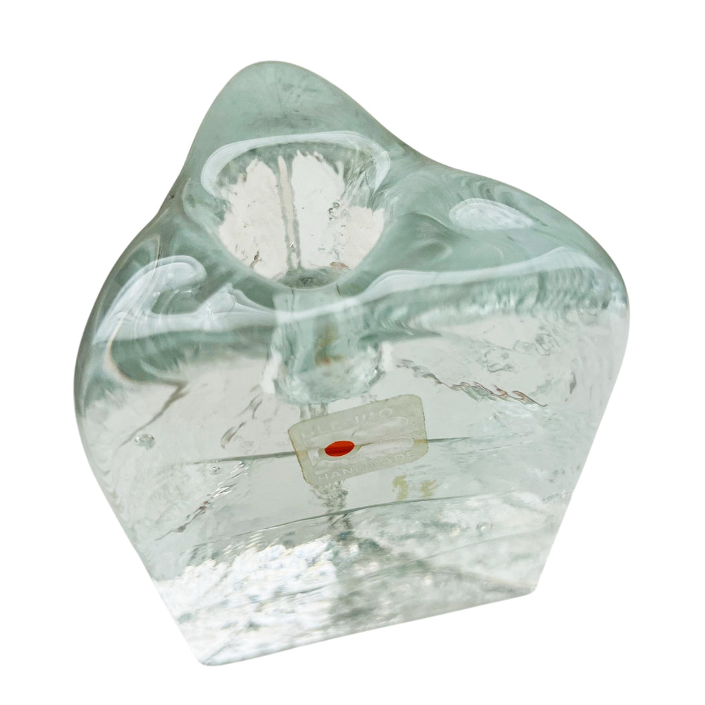 Blenko Glass Clear Triangle Candle Holder