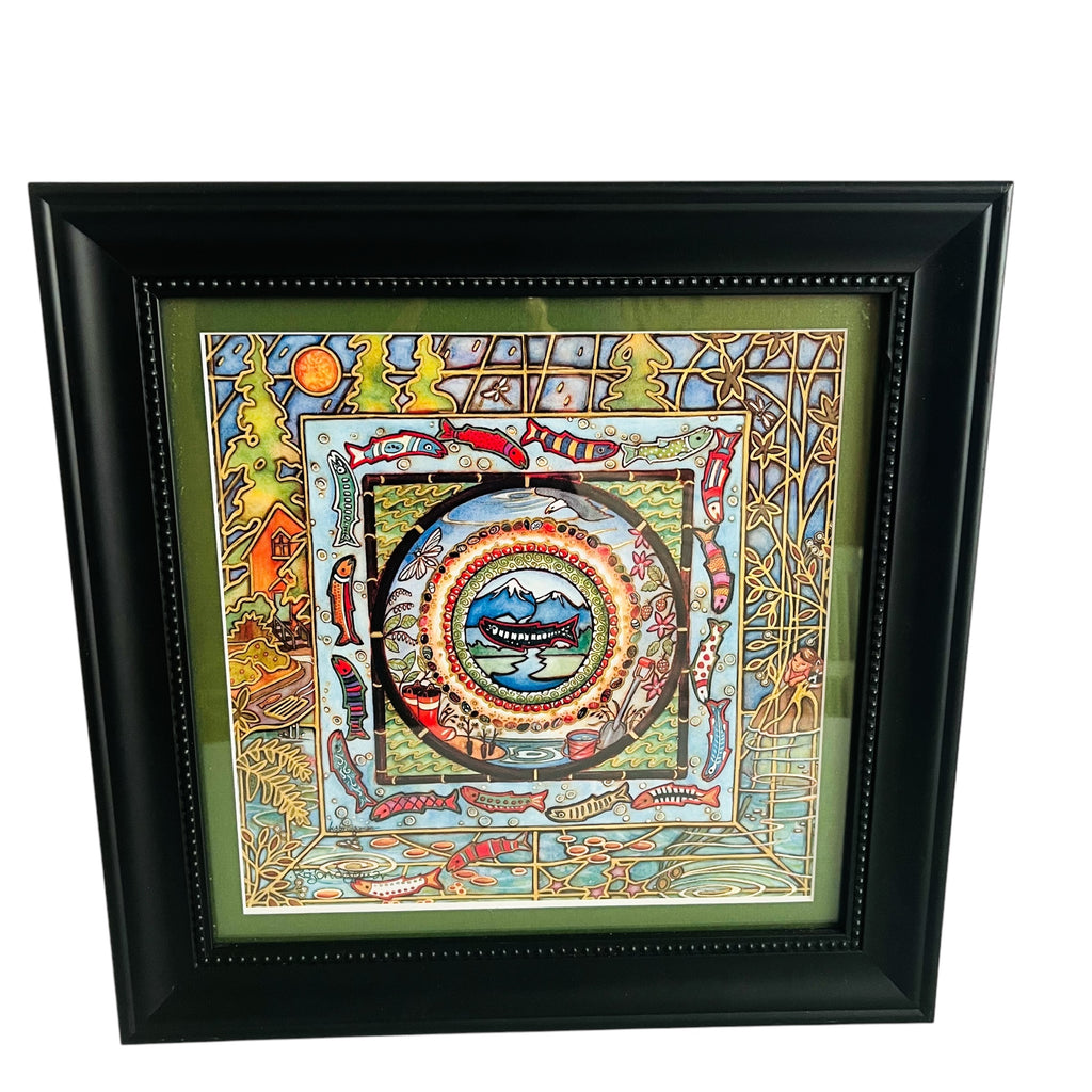 Artist Signed Kristi Bridgeman Dream Fish Mandala Framed Art