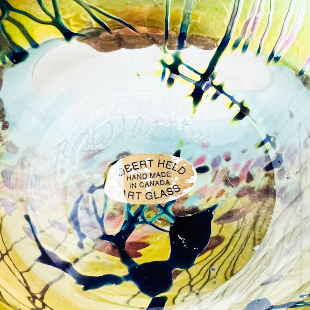 Robert Held Art Red Poppies Amber Blue Glass Signed Vase