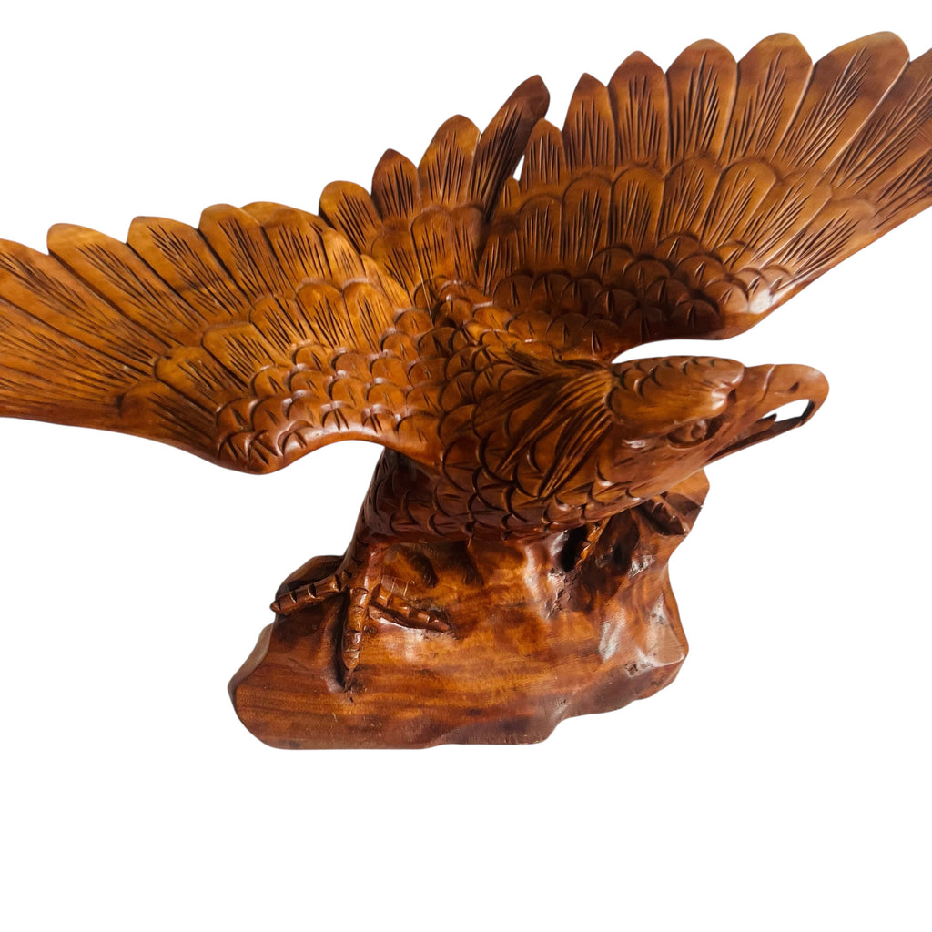 Vintage Hand-Carved Wooden Eagle Sculpture