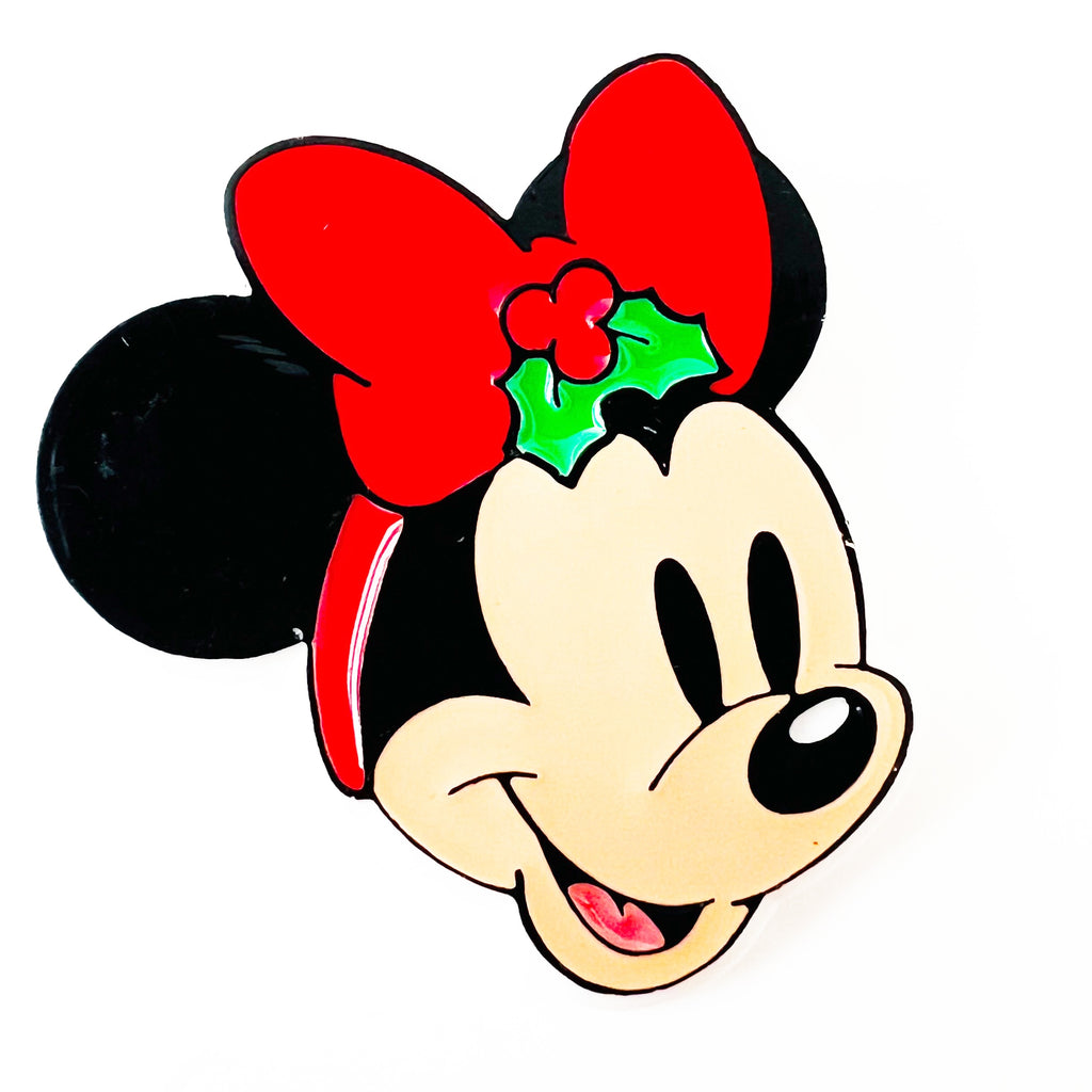 Disney Minnie Mouse Christmas Mistletoe Holiday Plastic Brooch Pin