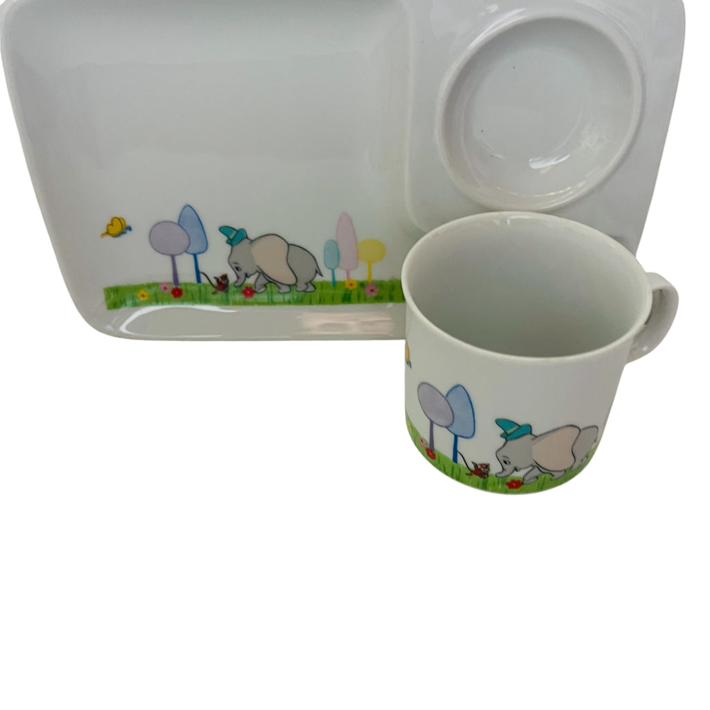 Vintage Walt Disney Productions JAPAN Porcelain Snack Plate & Cup Set