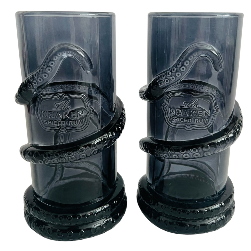 Kraken Spiced Rum Black Octopus Tumbler Glasses Set of 2