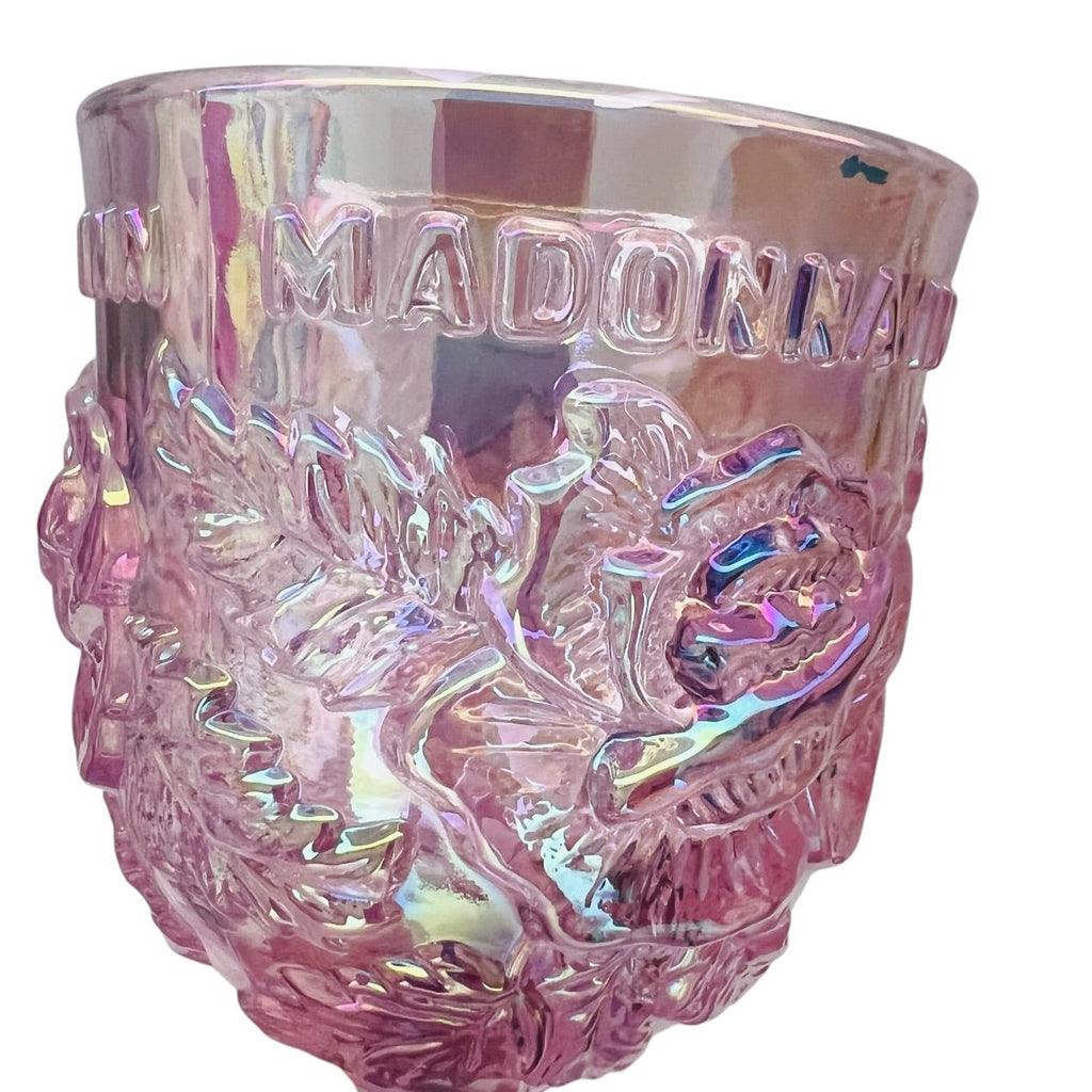 Madonna Inn Original Rose Pink Iridescent Glass Wine Goblet