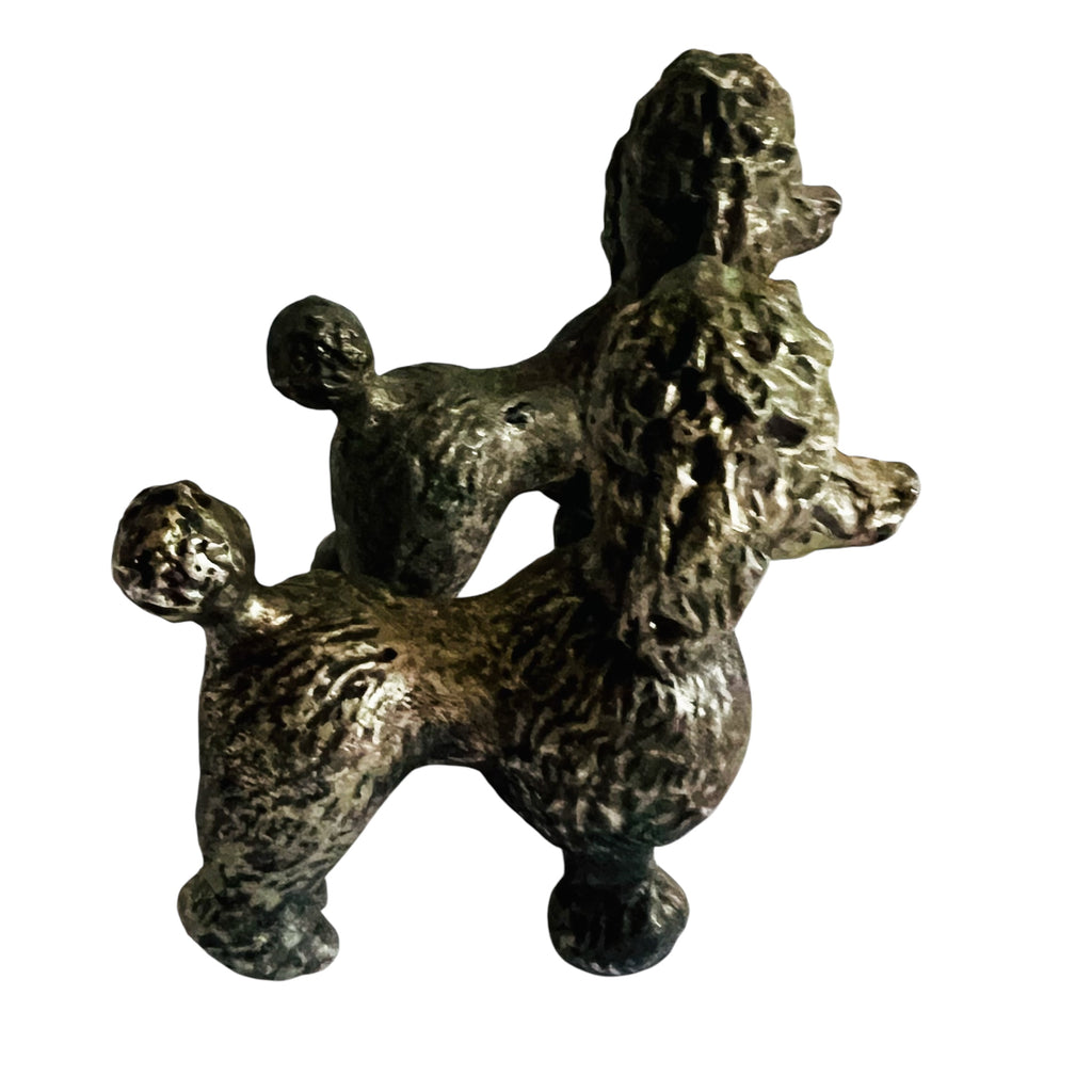 Vintage Pewter Metal Pair of Poodle Dog Figurines