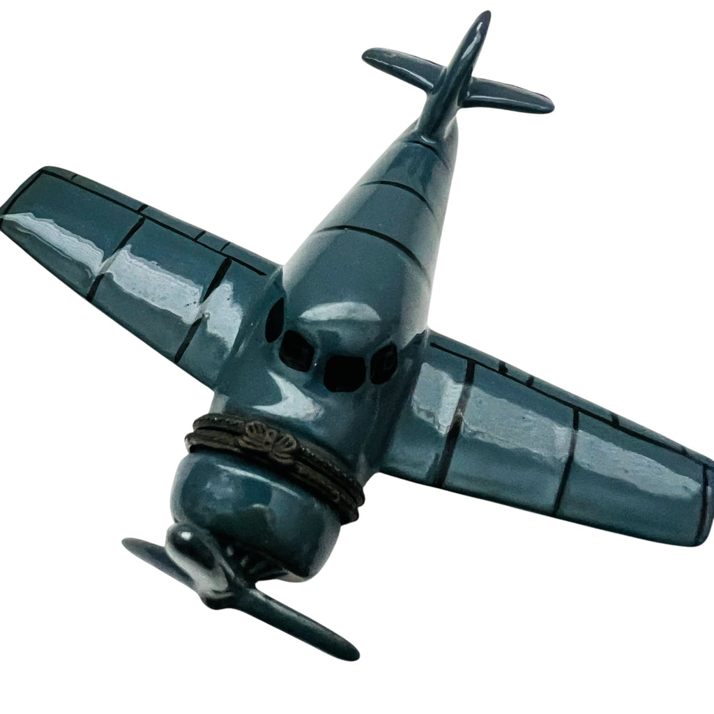 Airplane with Pilot Ceramic Hinged Trinket Box