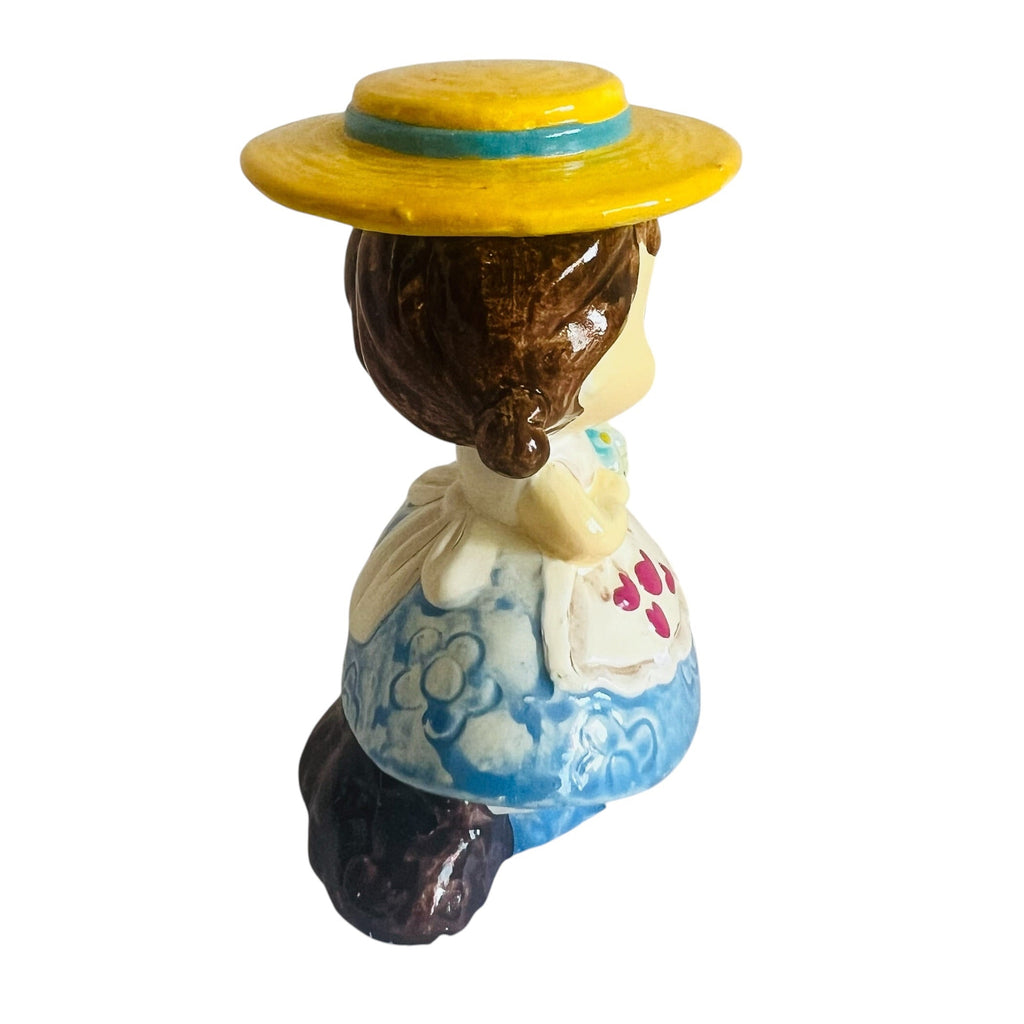 Vintage Joseph Original Brunette Girl Yellow Hat Figurine