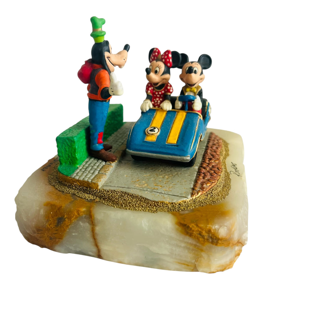 Vintage Walt Disney Company Ron Lee Mickey Minnie Mouse In Car Goofy Sculpture