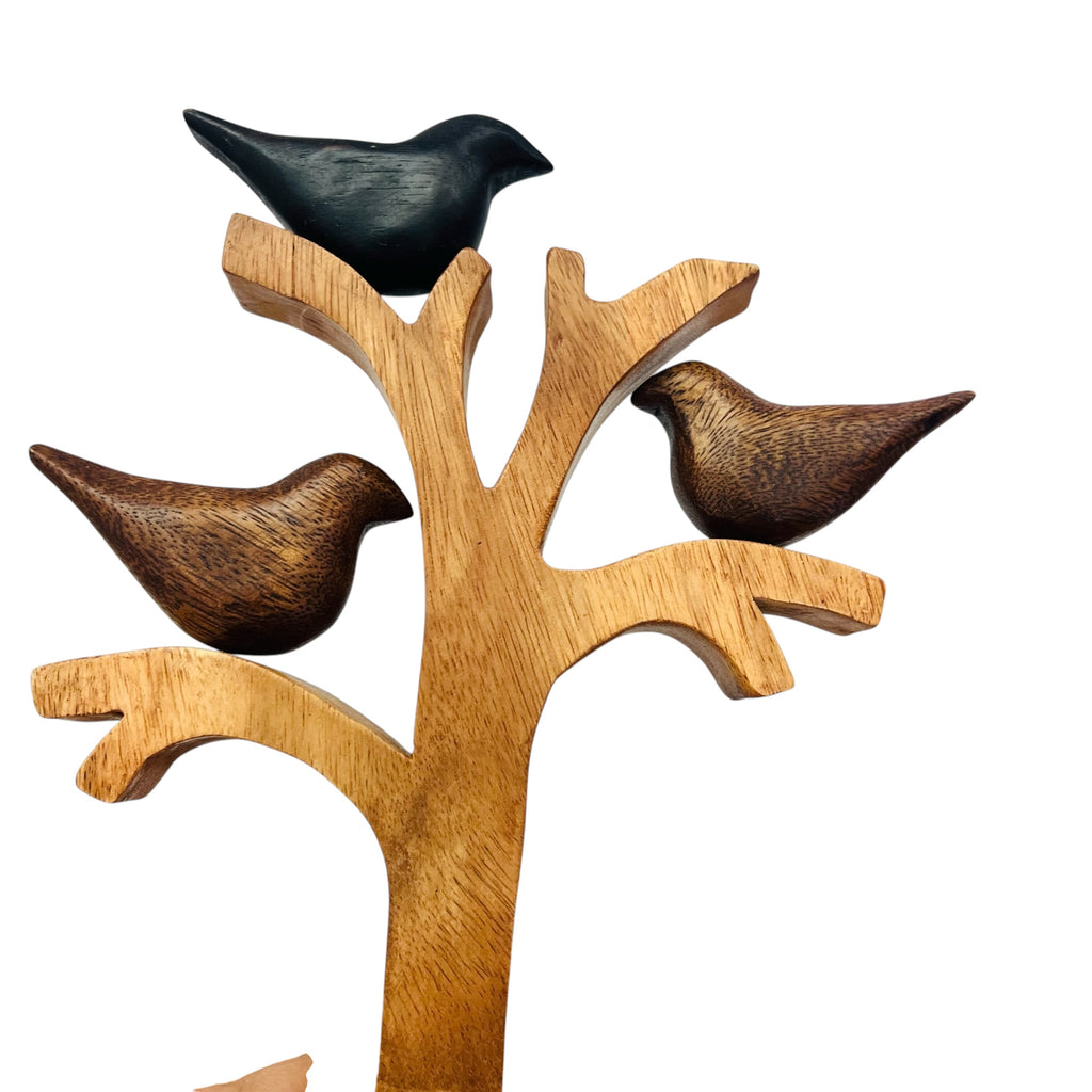 Handcrafted Wooden Tree with Birds