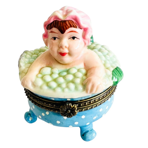 Vintage Lady Bubble Bath Hinged Trinket Box