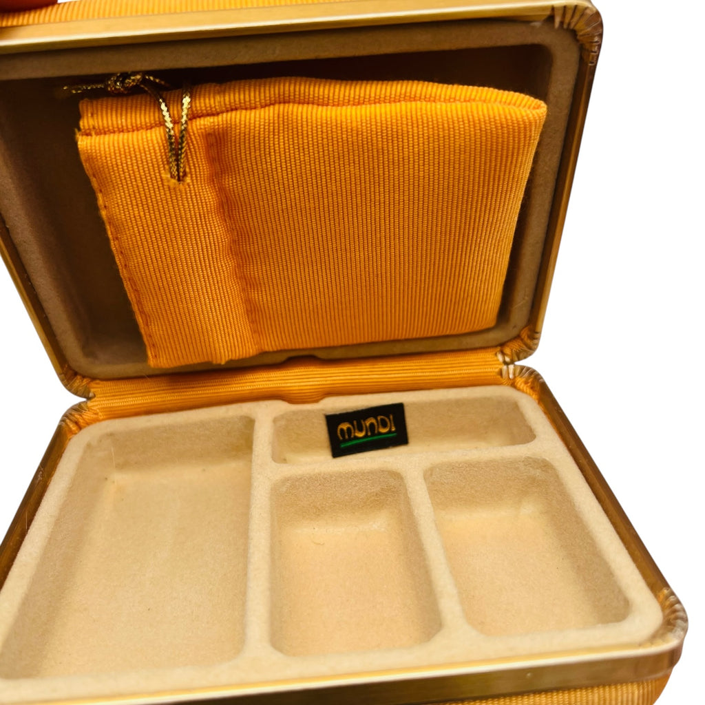 Vintage Mundi Jewelry Clamshell Travel Case With Pouch in Mustard Yellow