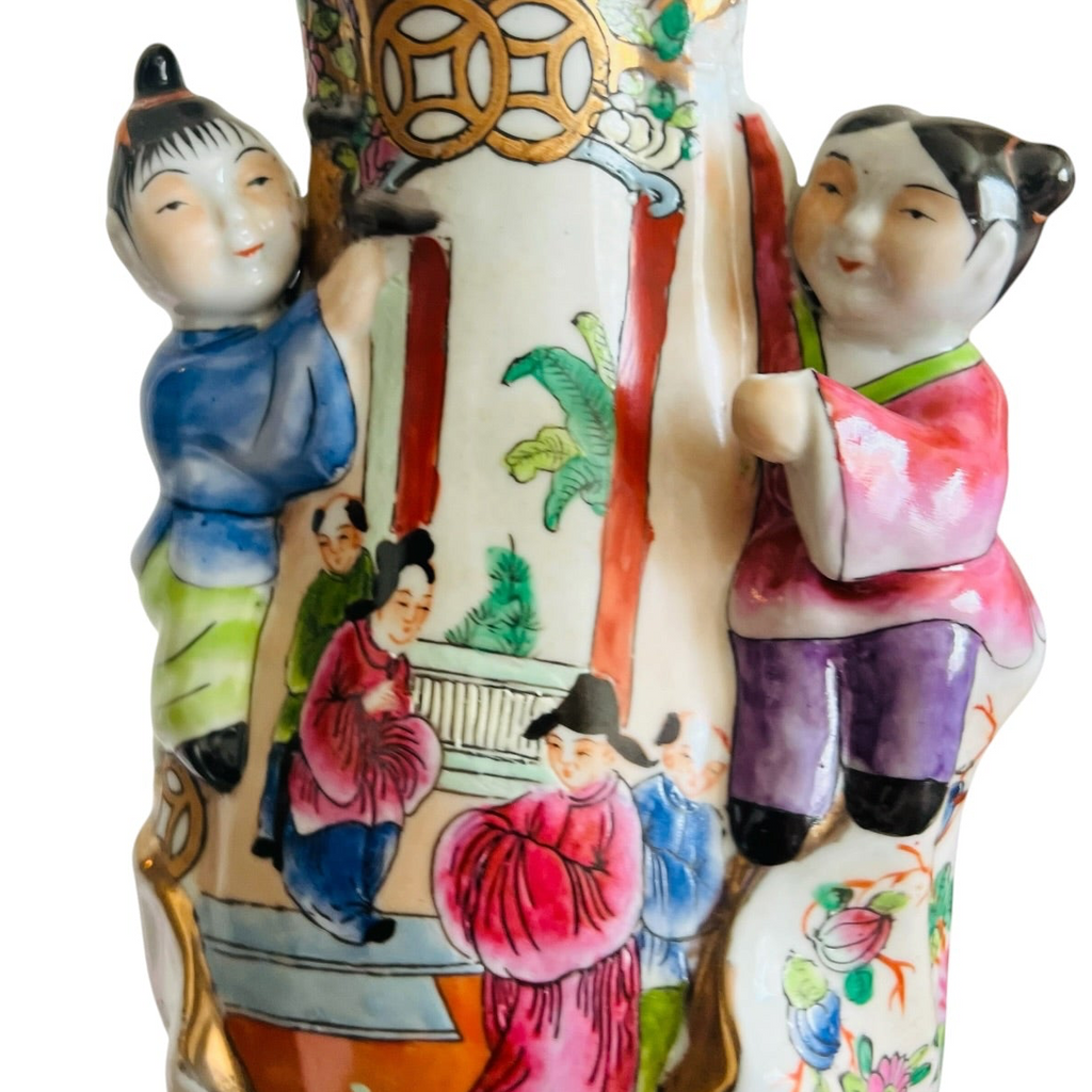 Vintage Famille Rose Porcelain Fertility Chinese Vase
