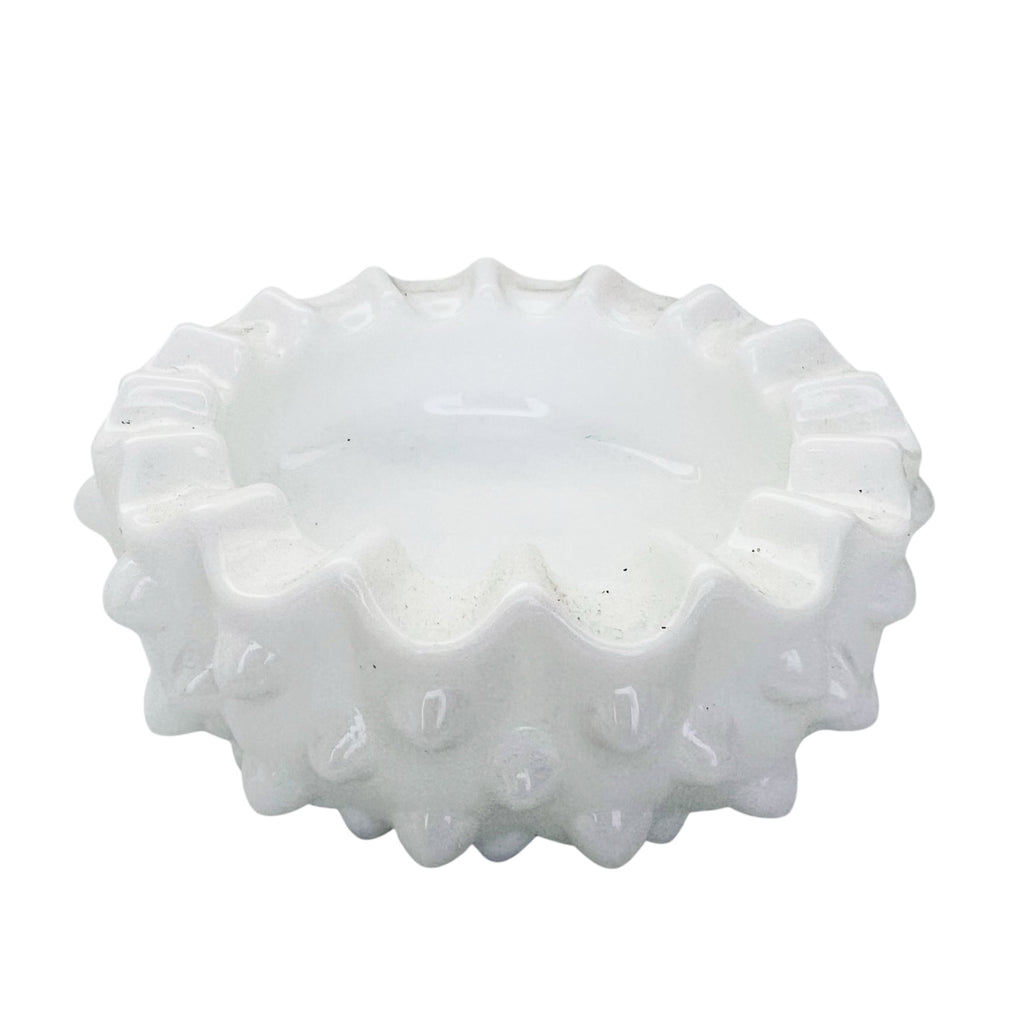 Vintage Hobnail Milk Glass Ashtray Trinket Bowl