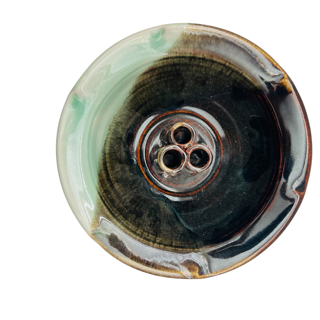 Vintage Ikebana Vase Flower Stem Pottery Bowl