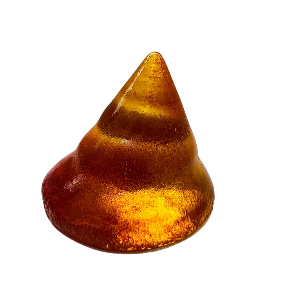 Amber Glass Cone Paperweight