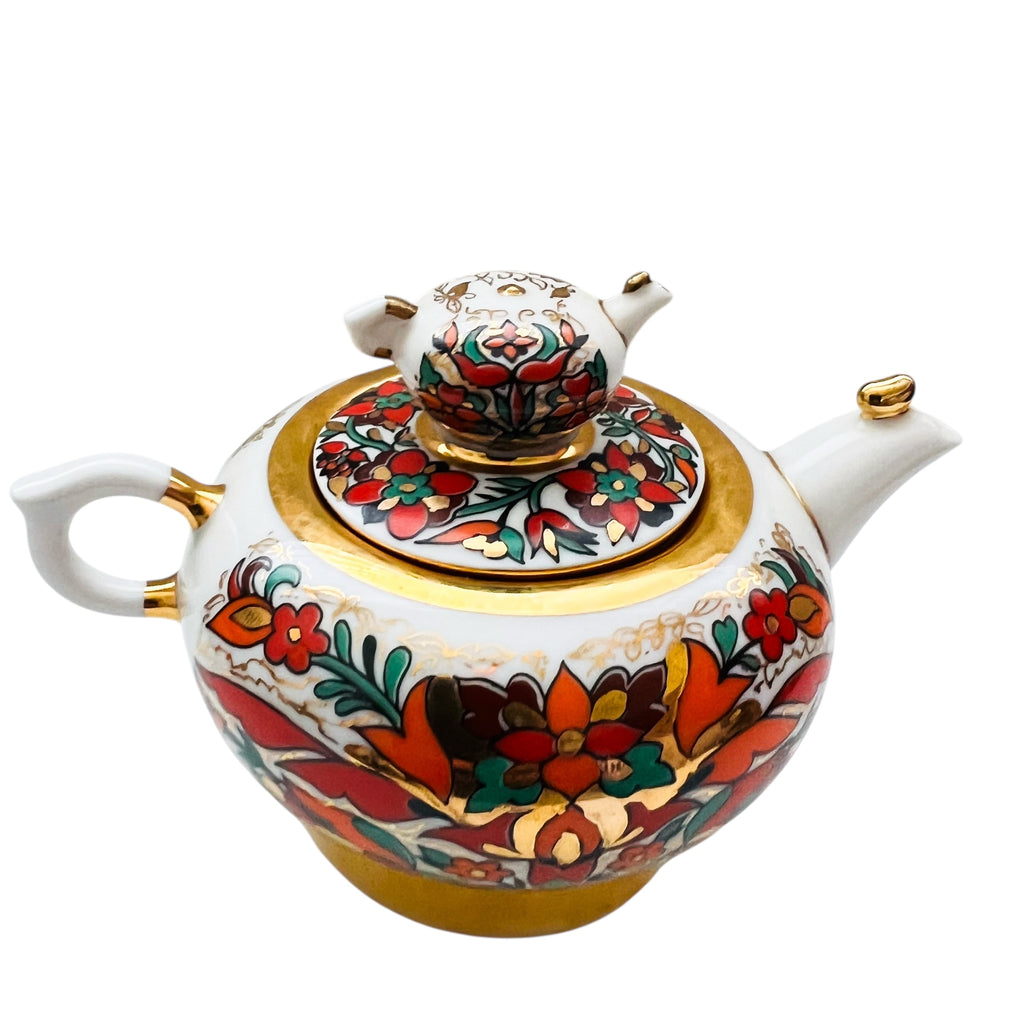 Vintage Russia St. Petersburg Floral Teapot with Gold Accents