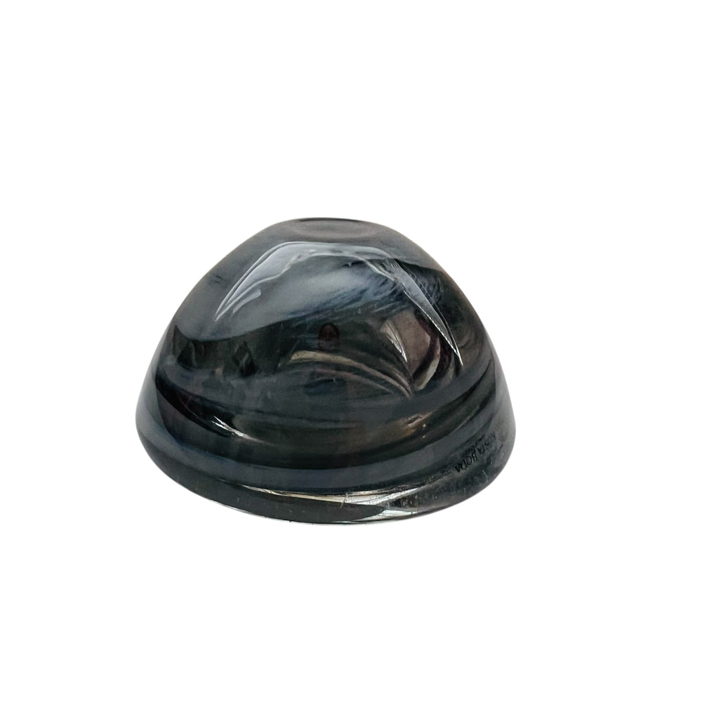 KOSTA BODA Atoll Black Gray Swirl Art Glass Votive Tea Light Holder