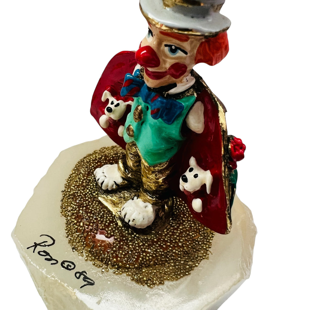 Vintage Signed Ron Lee Collection Hand-Painted Clown Top Hat Figurine