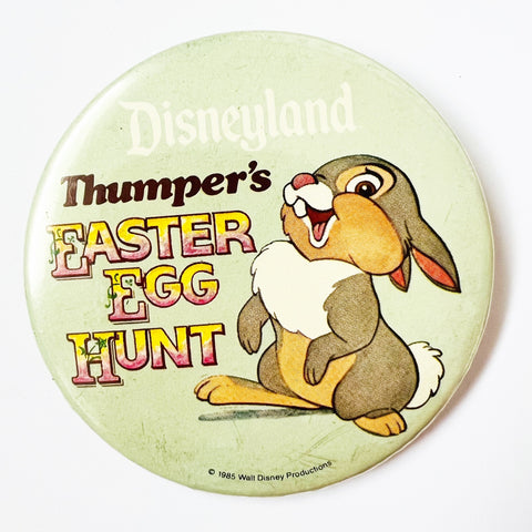Vintage 1985 Disneyland Thumper Easter Egg Hunt Pinback Button