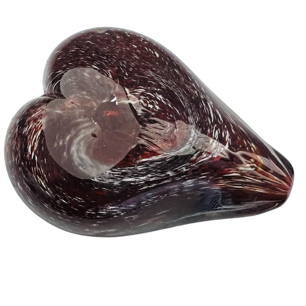 Vintage Heart Shape Art Glass Paperweight