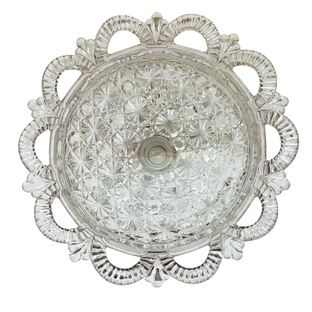 Vintage Pedestal Cut Glass Crystal Lidded Candy Dish