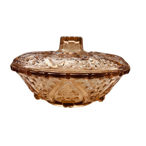 Vintage Pressed Glass Candy Dish with Lid